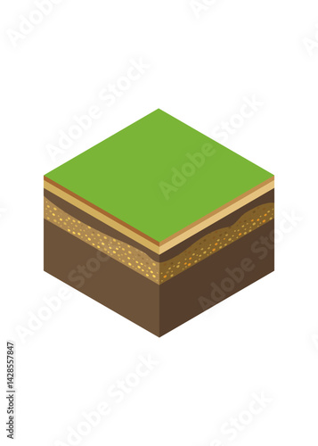 Isometric soil layers vector illustration