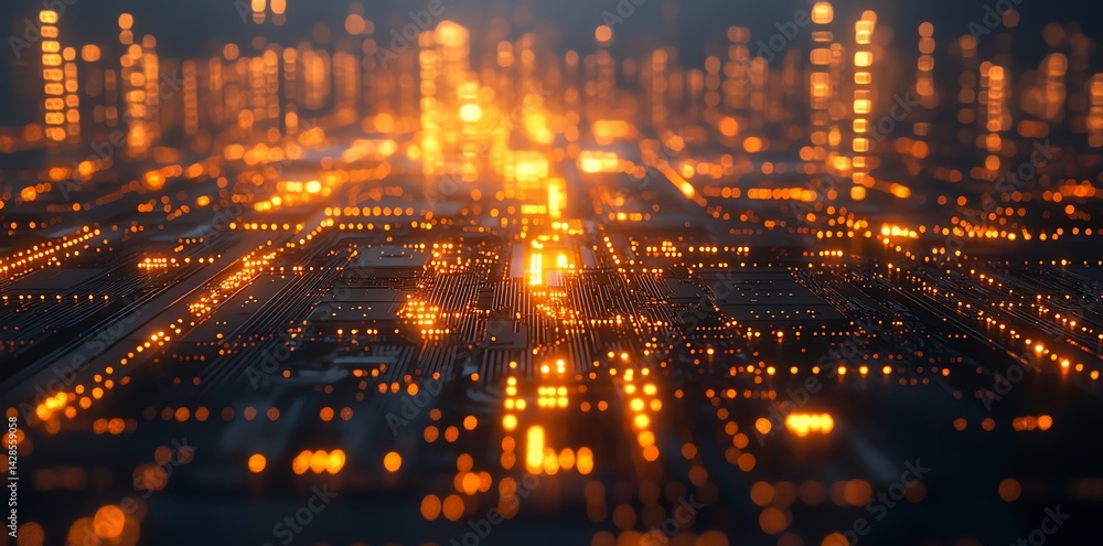 Fototapeta premium A glowing 3D rendered cryptocurrency network expanding