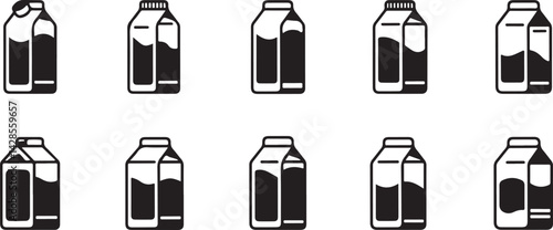 Ten Variations of Milk Carton Packaging Icons