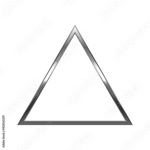Triangle silver frame. Isolated luxury triangle silver grey border. Silver triangle flat frame mockup design element. Vector illustration.
