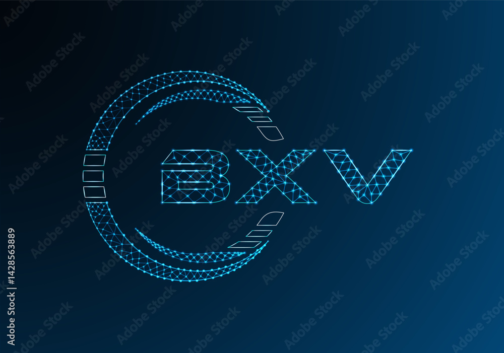 Obraz premium BXV low poly letter logo vector design. BXV lower poly logo design.