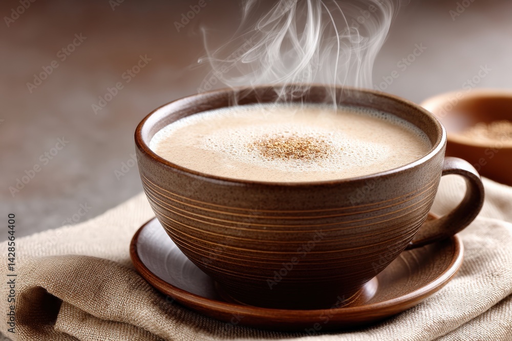 Hot Cup of Coffee with Steam Rising in a Cozy Setting