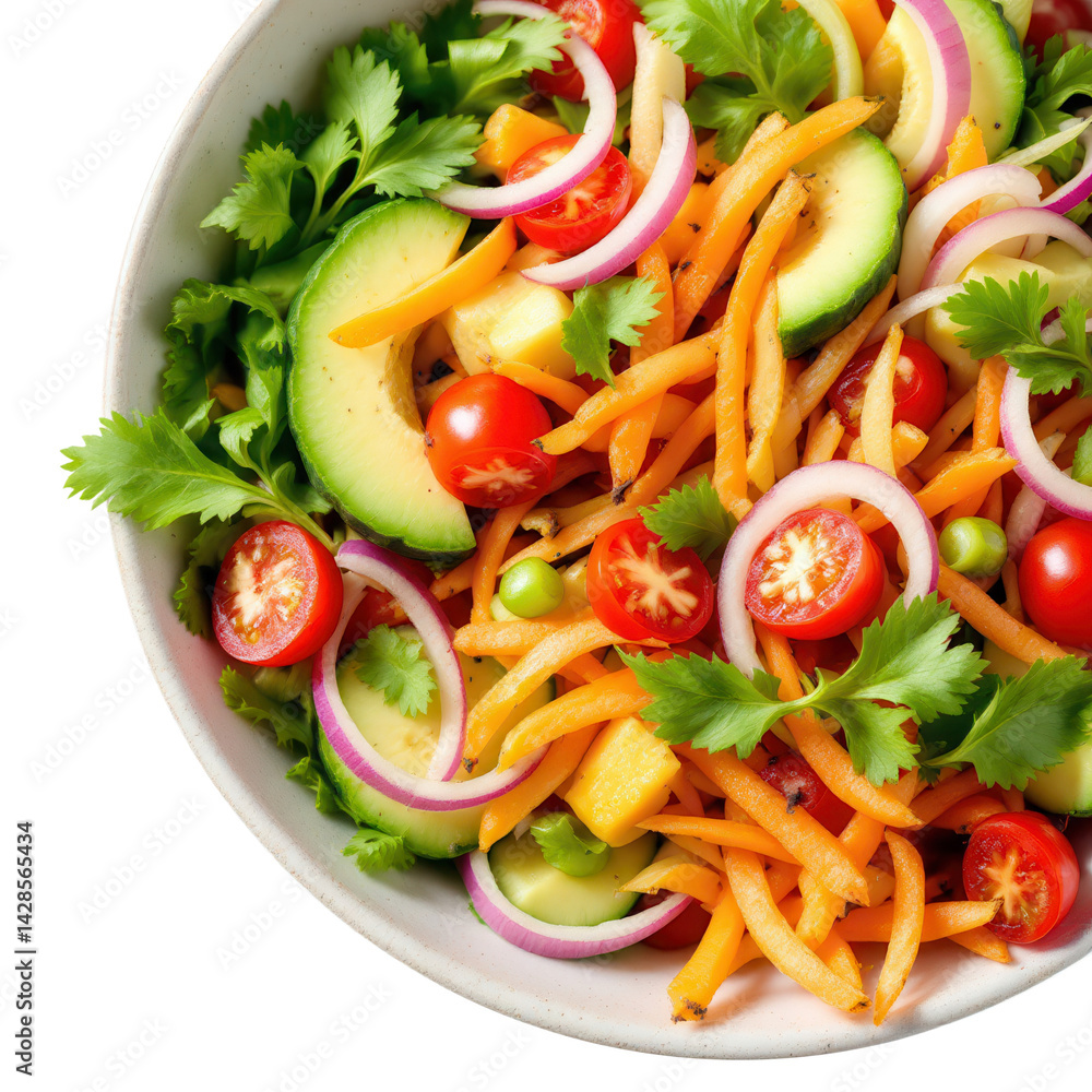 Bowl of Salad with Fresh Vegetables on Transparent Background Bowl of Salad with Fresh Vegetables on Transparent Background