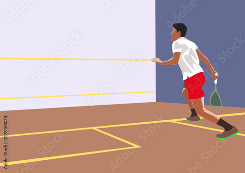 Obraz na płótnie Squash players in action. Vector illustration in flat style. w salonie