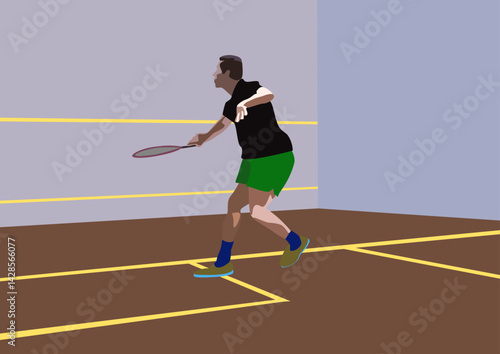 Obraz na płótnie Squash players in action. Vector illustration in flat style. w salonie