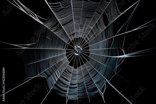 Obraz na płótnie Intricate Close-Up of a Beautiful Spider Web on a Dark Background w salonie