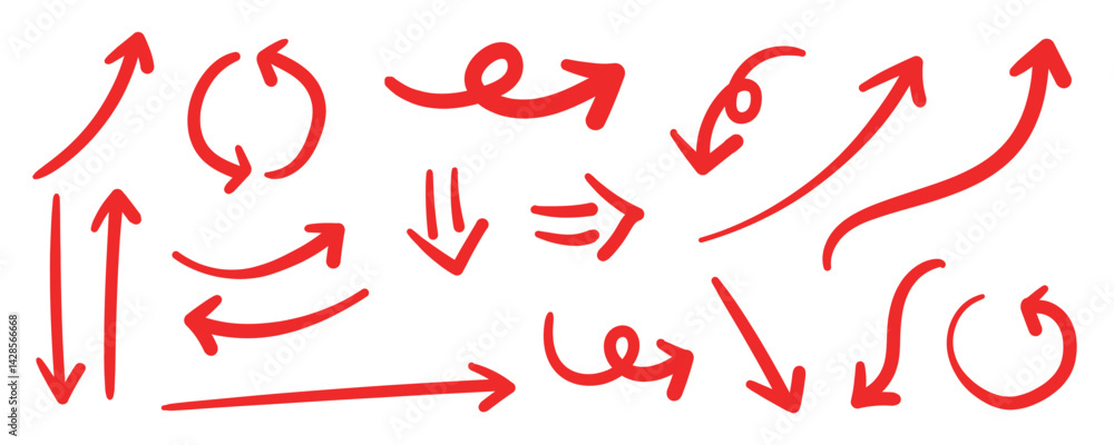 手書きベクター矢印セット赤 手書きベクター矢印セット赤