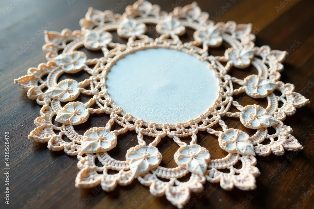 Obraz premium Intricate floral lace doily, delicate crochet, lace, crochet