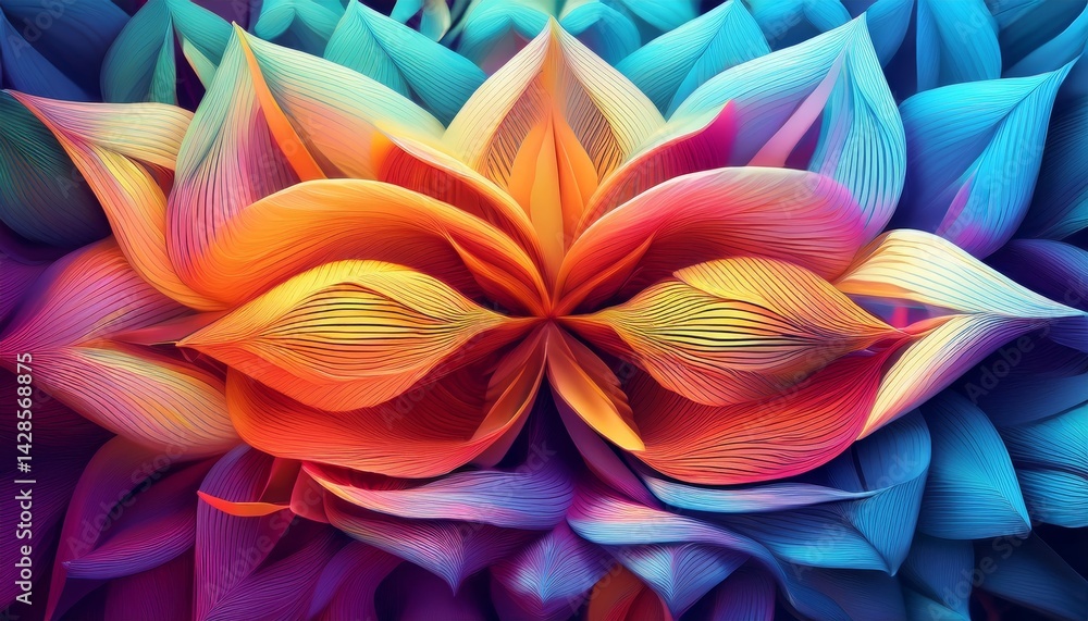 Fototapeta premium Vibrant Geometric Floral Abstract Design with a soft focus effect