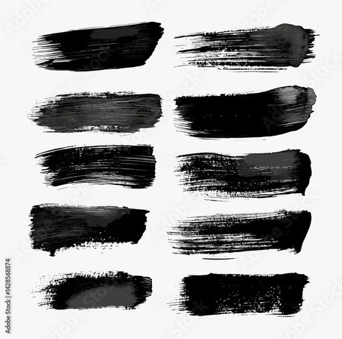 Brush strokes, collection, vector set