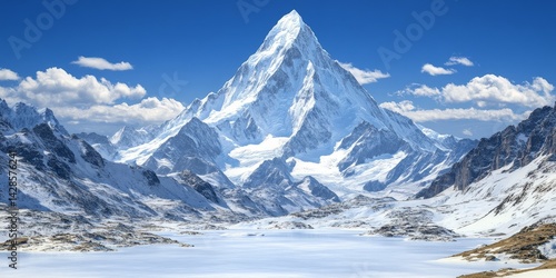 Wallpaper Mural Majestic Snow-Covered Mountain Peak: An Untouched Winter Wonderland in the High Altitude Landscape Torontodigital.ca