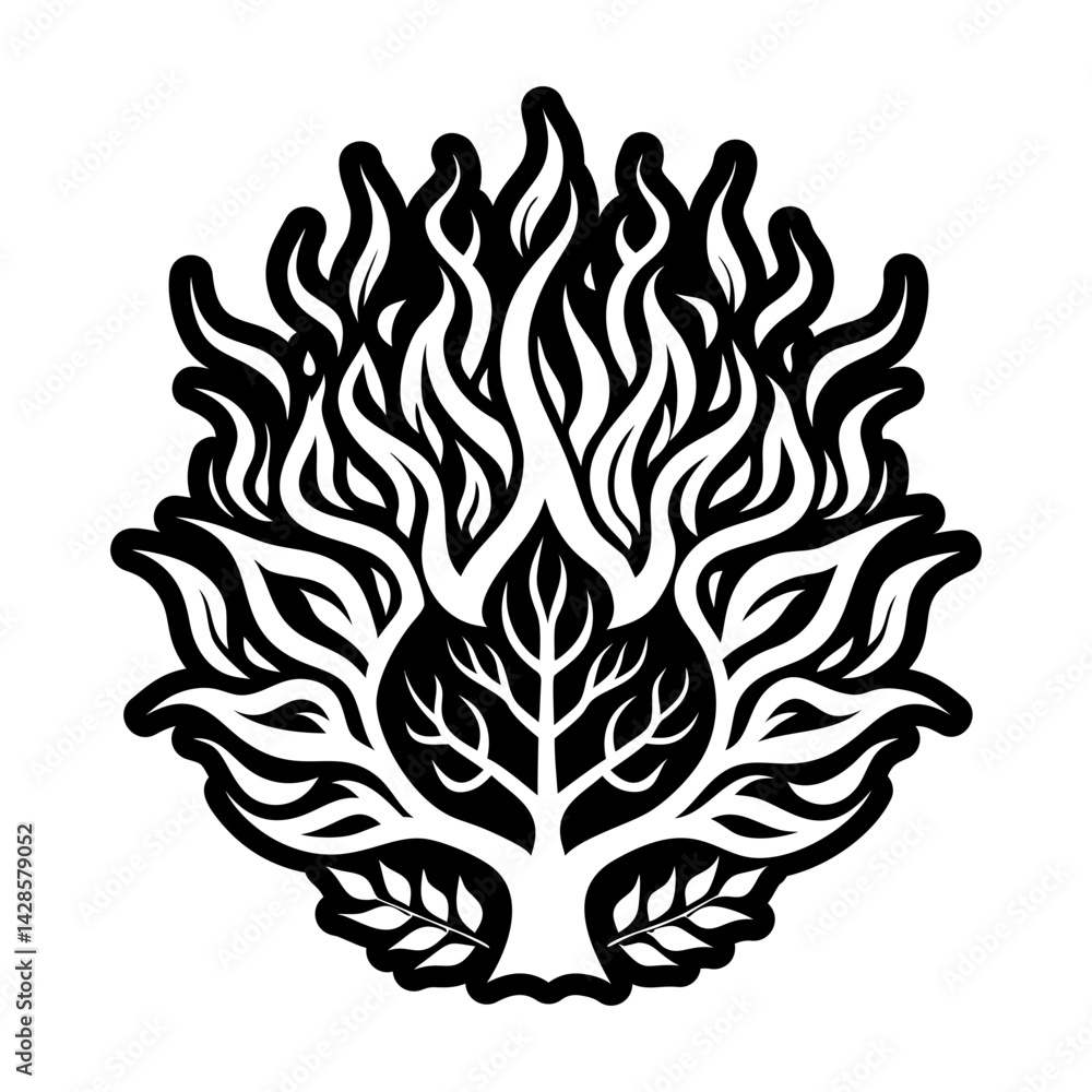 Fototapeta premium A filled style icon of burning bush symbol
