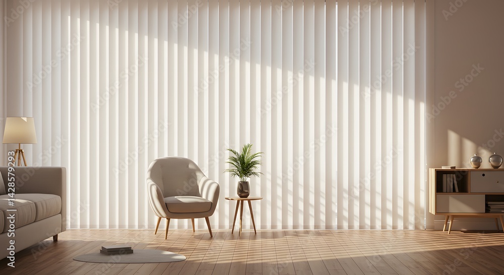 custom made wallpaper toronto digitalLiving Room Interior with Neutral Colors and Vertical Blinds
