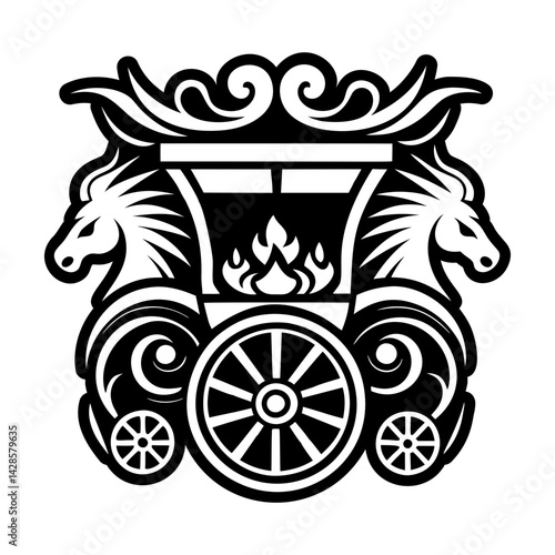 A solid style icon of chariot tattoo
