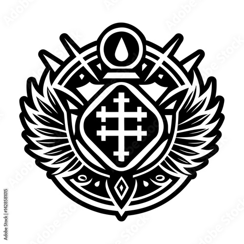 A glyph style icon of angelic symbol tattoo