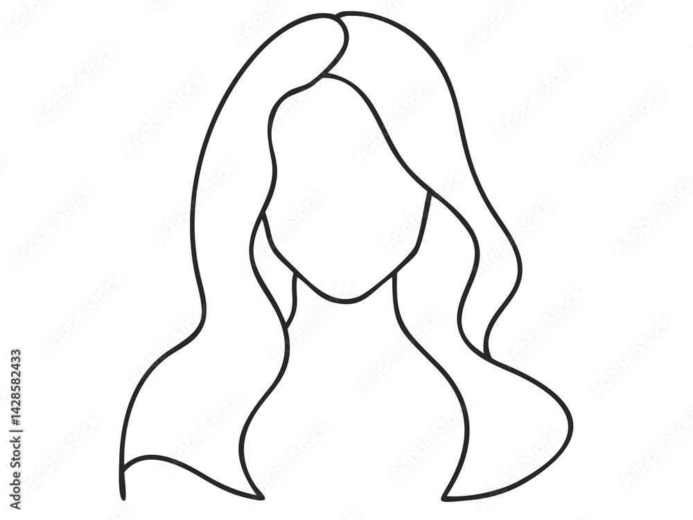 Abstract Linear Art of a Female Silhouette with Flowing Long Hair for Modern and Feminine Designs Abstract Linear Art of a Female Silhouette with Flowing Long Hair for Modern and Feminine Designs