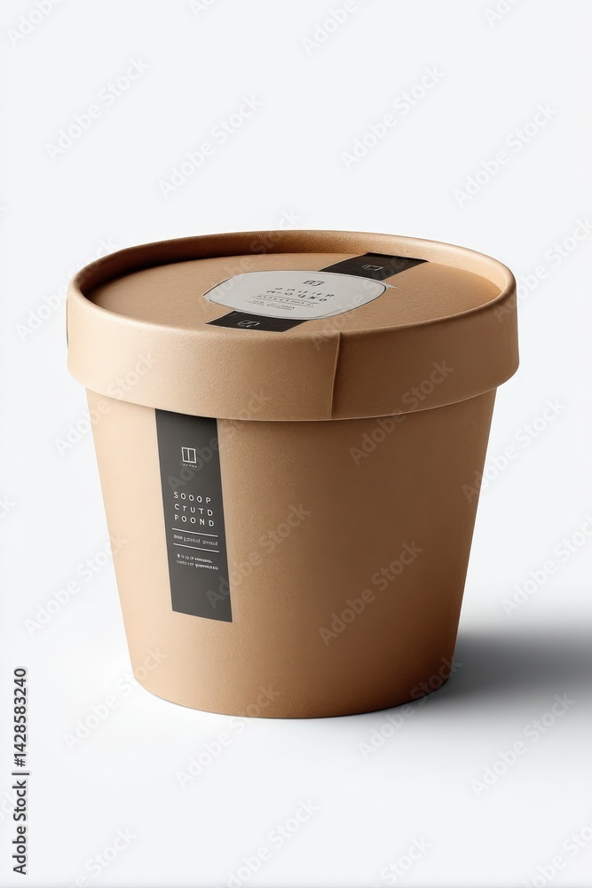 Paper Pot for Takeaway Food with Label and Minimalist Design