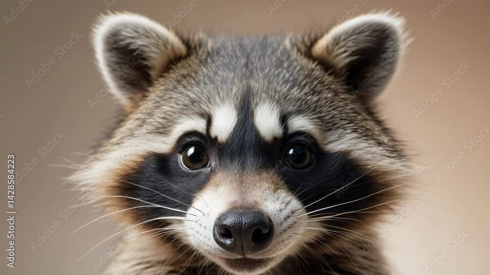 Young raccoon headshot gazing at the camera, isolated. Young raccoon headshot gazing at the camera, isolated.