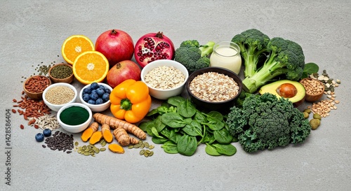 Wallpaper Mural Healthy Food Clean Eating Selection on a Gray Background Flat Lay Torontodigital.ca