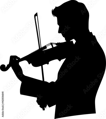 A dramatic silhouette of a person playing a violin.