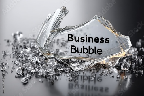 Obraz na płótnie Shattered Glass Business Bubble Concept with Reflections and Diamonds w salonie