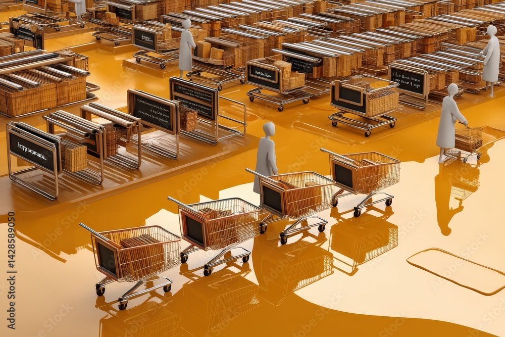 Shopping Cart Arrangement in a Modern Retail Environment