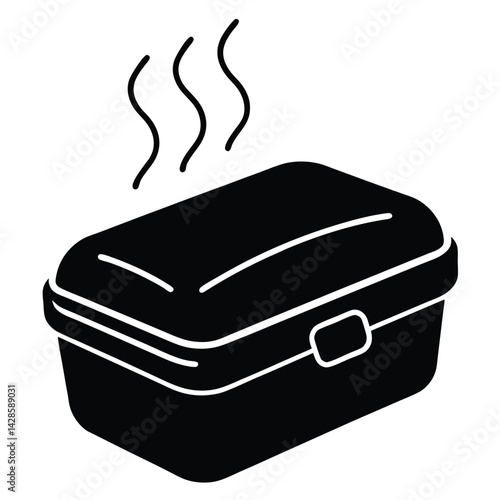 smart lunch box with a built in heating function silhouette vector - Leakproof Food Container for School, Office & Travel Meals
