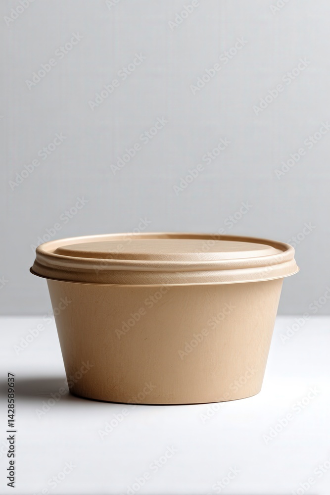 Simple and Elegant Brown Paper Food Container on Neutral Background