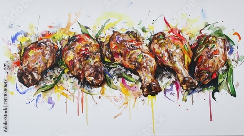 Five Delicious Roasted Chicken Legs with Rice and Herbs