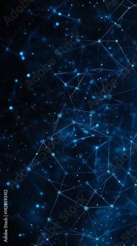 Intricate network of glowing points and lines in deep space.