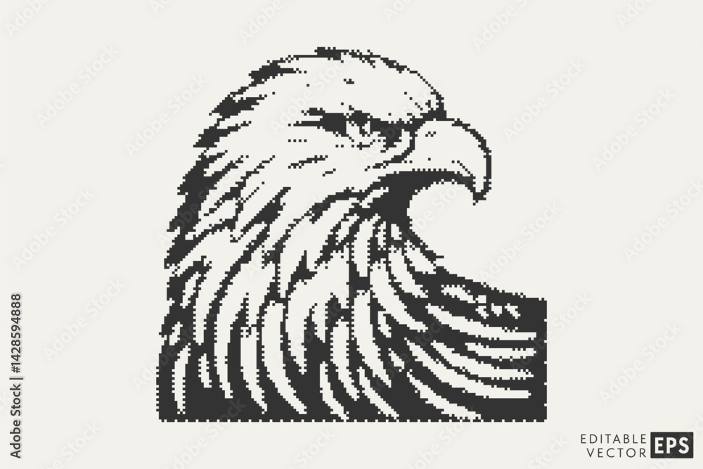 Fototapeta premium Retro Eagle Pixel Art