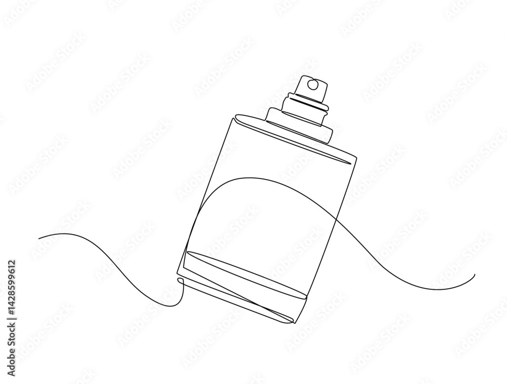Obraz premium Continuous one line drawing of perfume bottle or dispenser. Fragrance perfume bottle illustration. Editable vector.