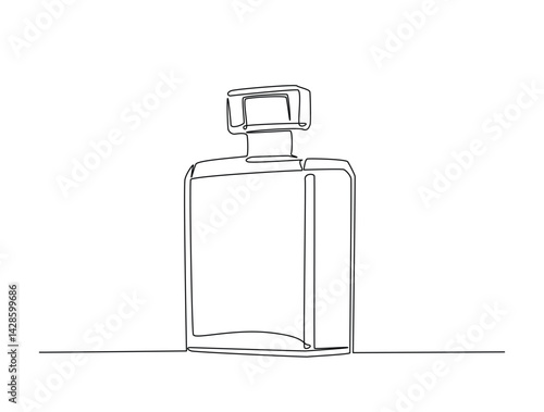 Continuous one line drawing of perfume bottle or dispenser. Fragrance perfume bottle illustration. Editable vector.
