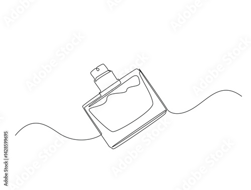 Continuous one line drawing of perfume bottle or dispenser. Fragrance perfume bottle illustration. Editable vector.