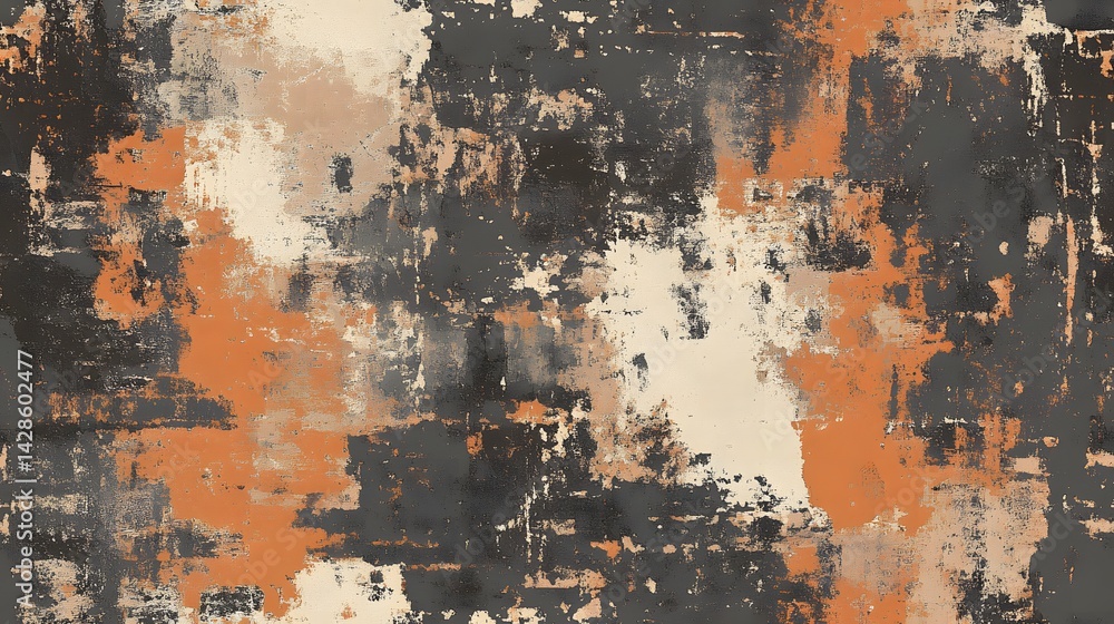 Abstract textured pattern of blended orange, beige, and gray colors.