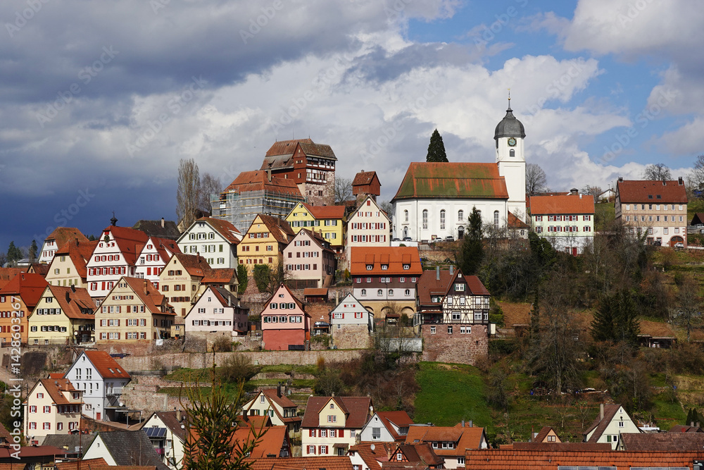 The view of Altensteig town, in Calw district, Black forest in Germany