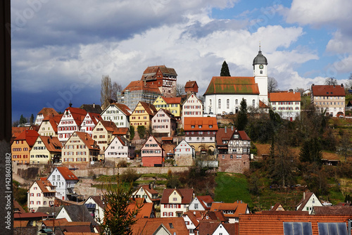 Obraz na płótnie The view of Altensteig town, in Calw district, Black forest in Germany w salonie