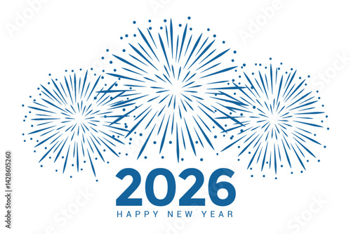 happy new year 2026 firework isolated vector illustration