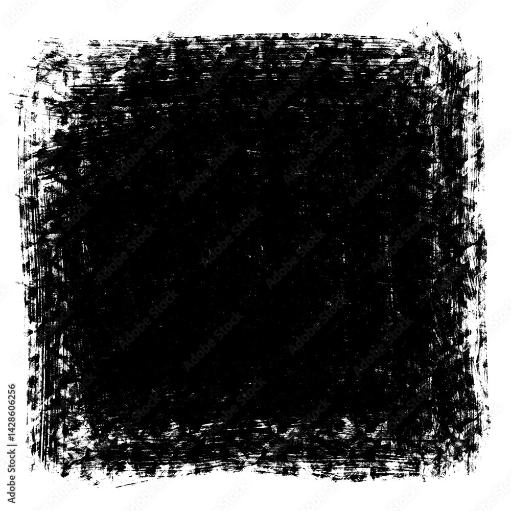 Obraz premium Abstract Grunge Frame in Ink Style with Scratches and Brush Texture - Black and White Design Element
