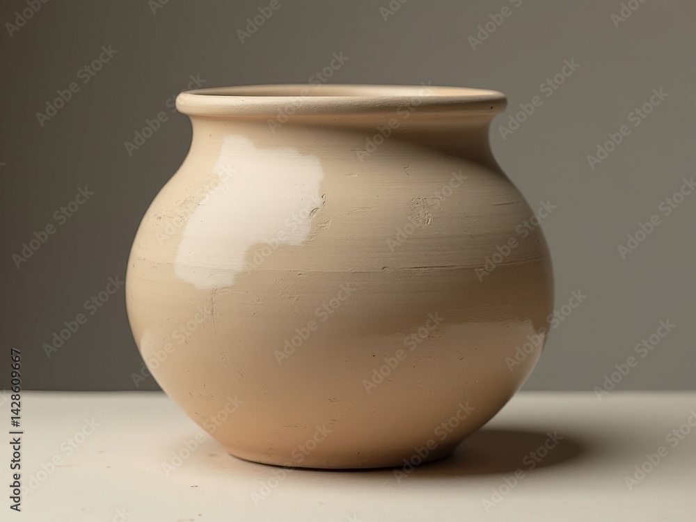 Ceramic brown clean vase. The vase is empty and has a simple, elegant design. handicrafts, DIY products. Ceramic brown clean vase. The vase is empty and has a simple, elegant design. handicrafts, DIY products.