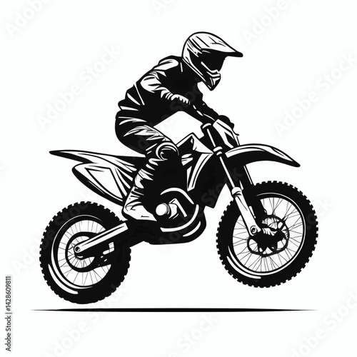 minimalistic vector silhouette of a Motocross stuntman illustration