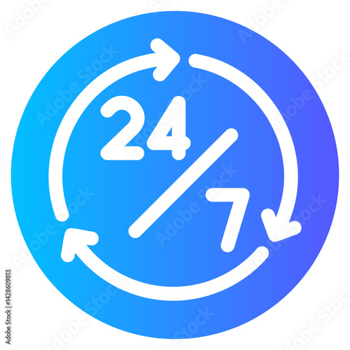 open 24 hours gradient icon