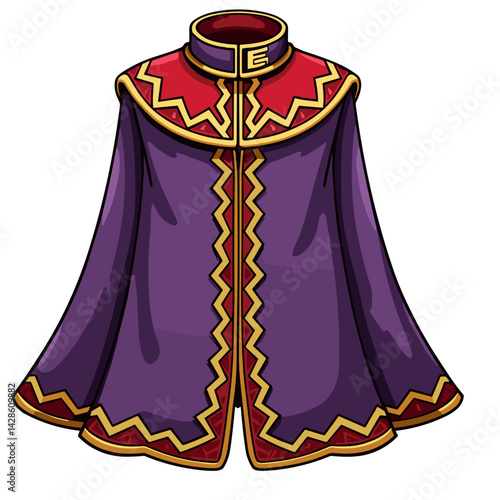 Toreador's cape with decorative trim, rendered in purple, red, and gold tones