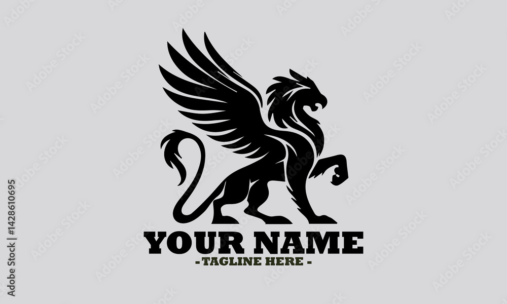 Fototapeta premium griffin engrave logo icon design illustration, griffin vector illustration art and logo background griffin design