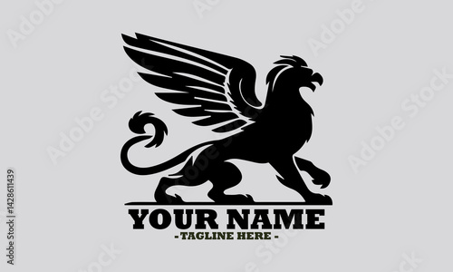 griffin engrave logo icon design illustration, griffin vector illustration art and logo background griffin design