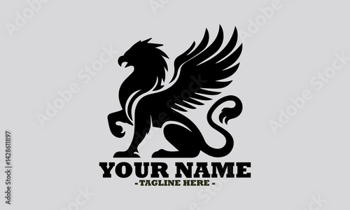 griffin engrave logo icon design illustration, griffin vector illustration art and logo background griffin design