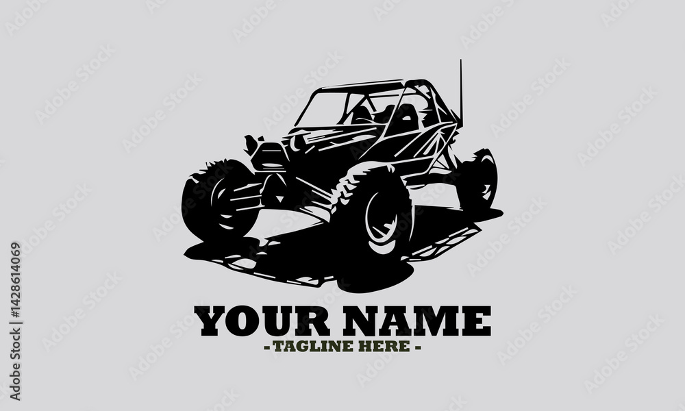 Fototapeta premium offroad racing truck silhouette vector illustration, logo offroad racing truck vector design