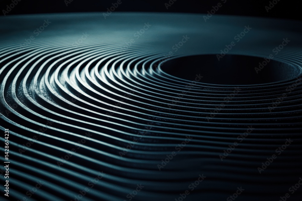 Abstract Dark Waves Texture with Circular Patterns and Depth Effect