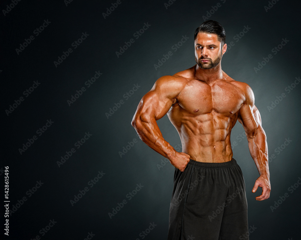 muscular young man posing in studio muscular young man posing in studio