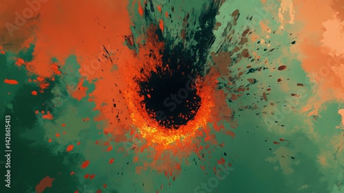 Obraz na płótnie Abstract explosion of colors with dark center and vivid splashes w salonie